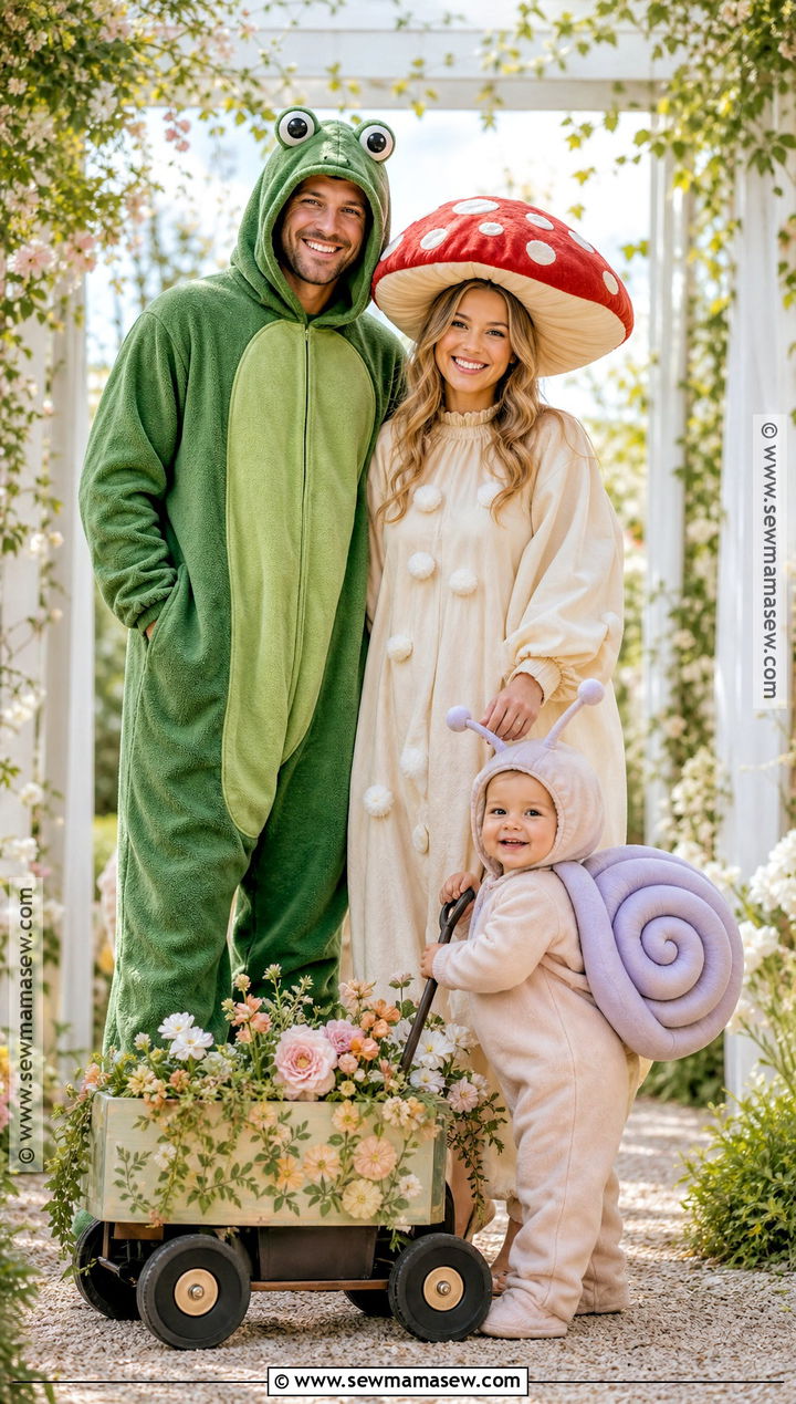 Frog Toadstool And Snail Costume - 30 cute family halloween costumes for 3
