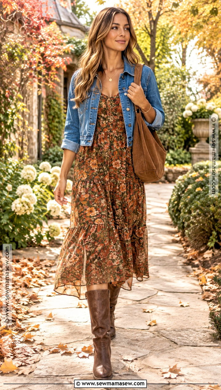 Frye Boots With A Floral Midi Dress - 25 frye boots outfit fall