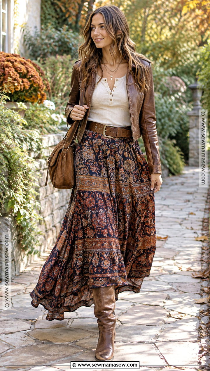 Frye Campus Boots With A Boho Maxi Skirt - 25 frye boots outfit fall
