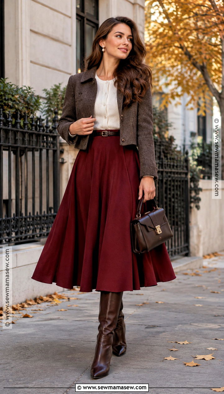 Full Circle Skirt Outfit - 15 fall skirt outfits 2026