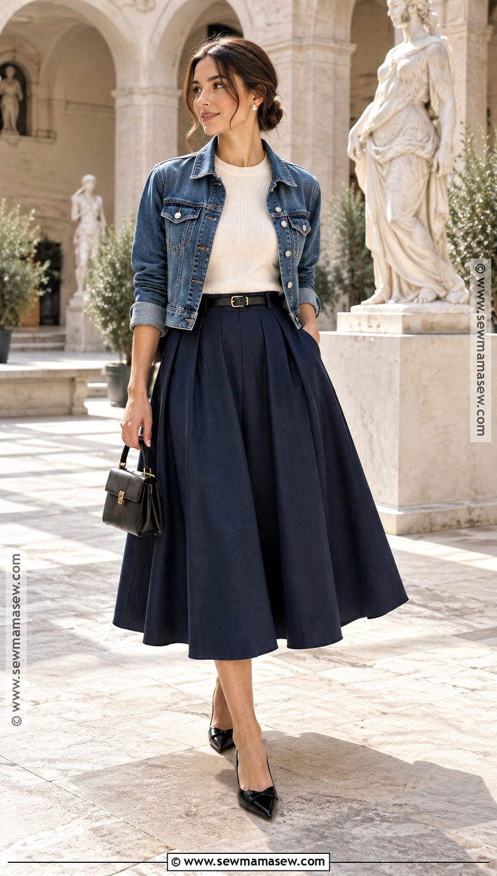 Full Midi Skirt With Fitted Sweater and Ballet Flats - 15 fall skirts 2026