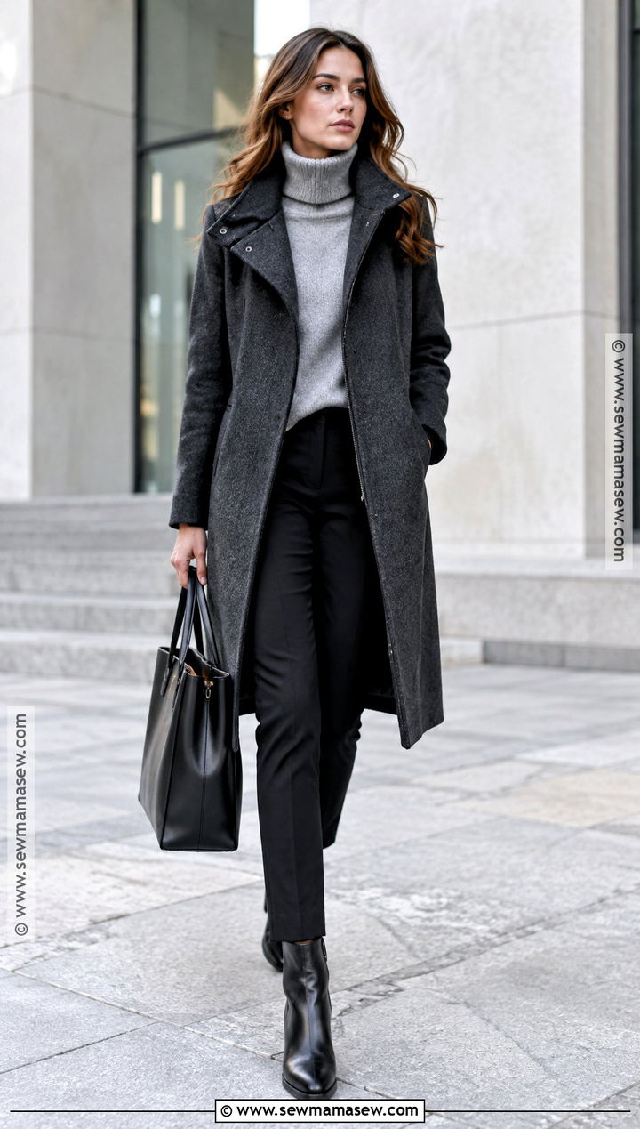 Funnel Neck Coat With Slim Trousers - 15 new fall fashion trends 2026