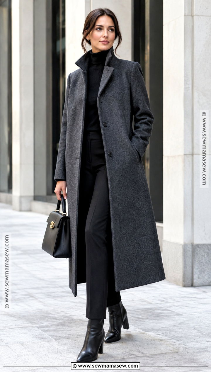 Funnel Neck Coat With Slim Trousers - 15 fall 24 fashion trends