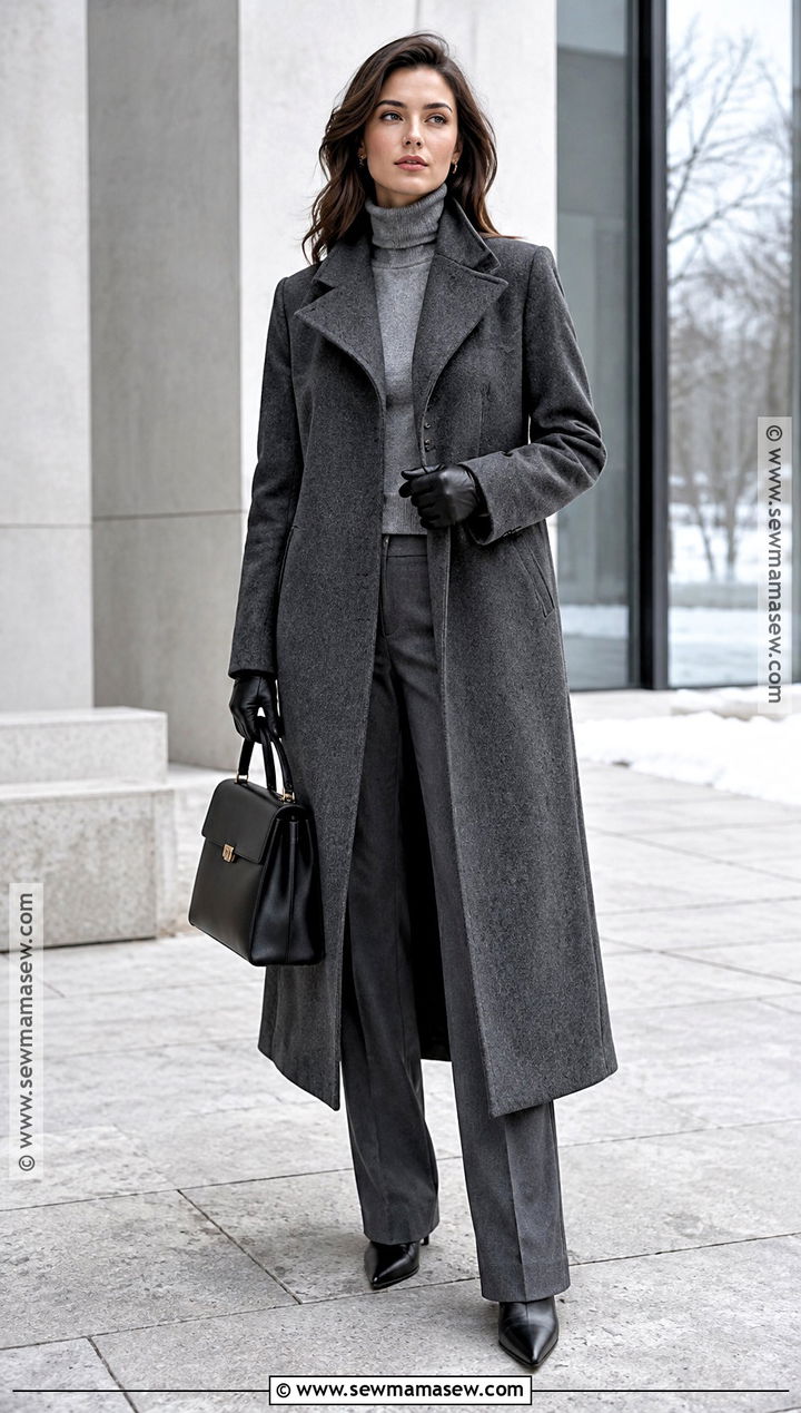 Funnel Neck Coat and Tailored Pants Outfit - 15 fashion trends 2026 fall winter