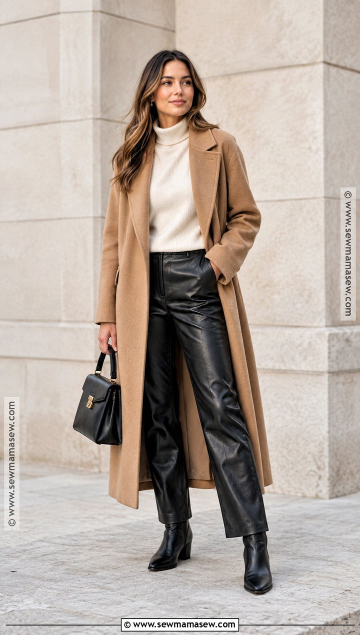 Funnel Neck Fall Top With Leather Pants - 25 fall tops