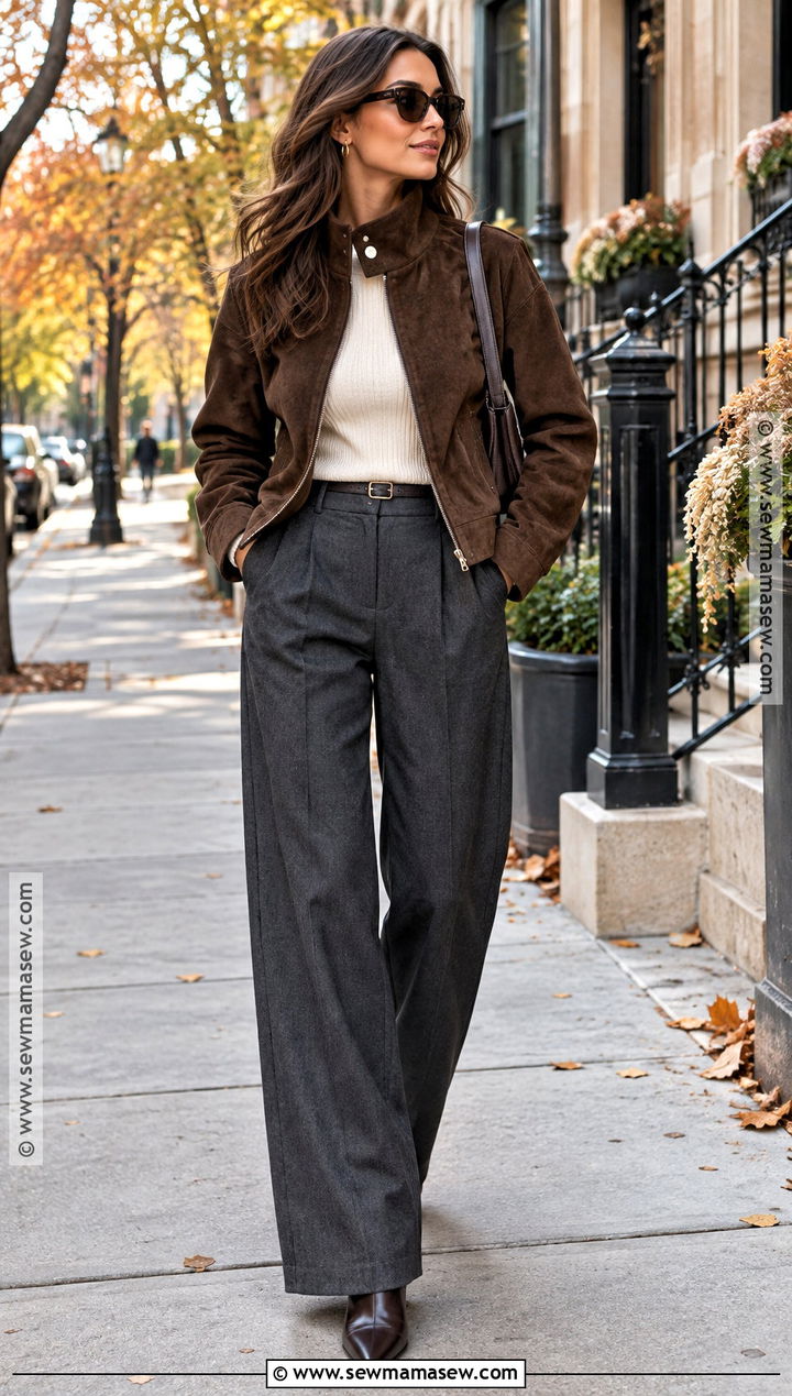Funnel Neck Jacket and Wide Leg Trousers - 15 Vogue Fall Fashion Ideas