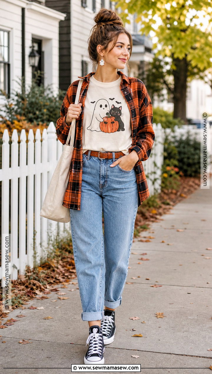 Funny Halloween Shirt With Boyfriend Jeans - 35 Halloween Shirt Ideas