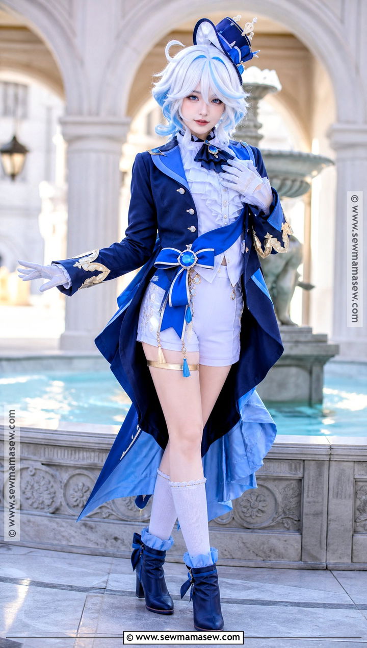 Furina Cosplay With Blue Tailcoat - 30 genshin cosplays
