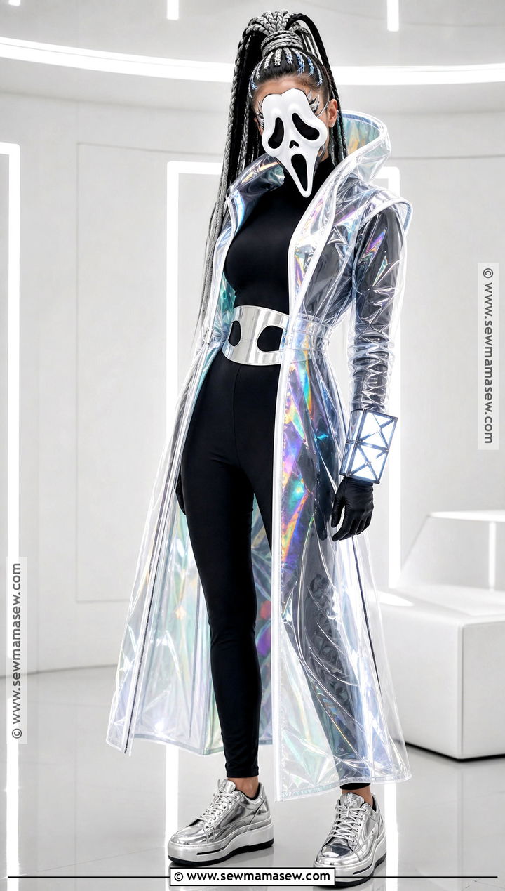 Futuristic Ghost Face Costume With Holographic Coat - 45 ghost face costume ideas for women