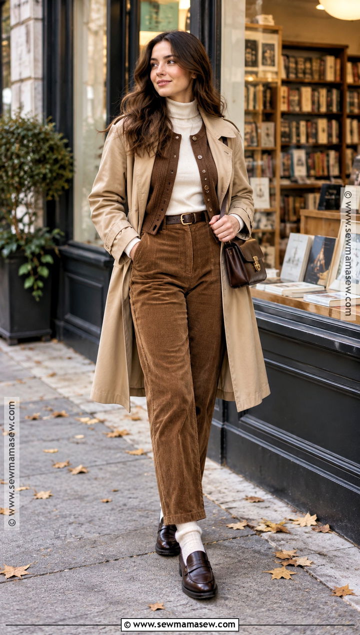 Fuzzy Socks With Turtleneck And Corduroy Pants - 15 Fuzzy Socks Aesthetic Fall Ideas