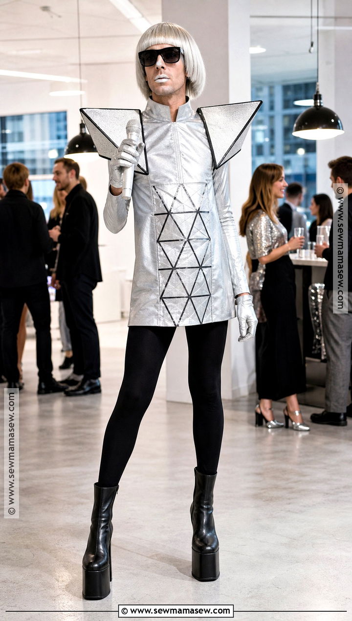 Gabe Lady Gaga Costume With Silver Dress - 30 The Office Halloween Costumes