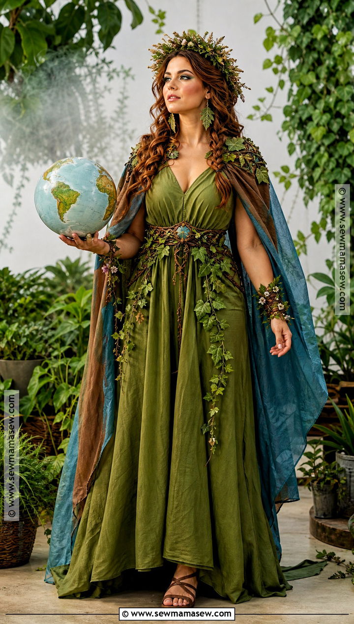 Gaia Greek Goddess Costume With Earth Cape - 30 greek godesses costume halloween ideas