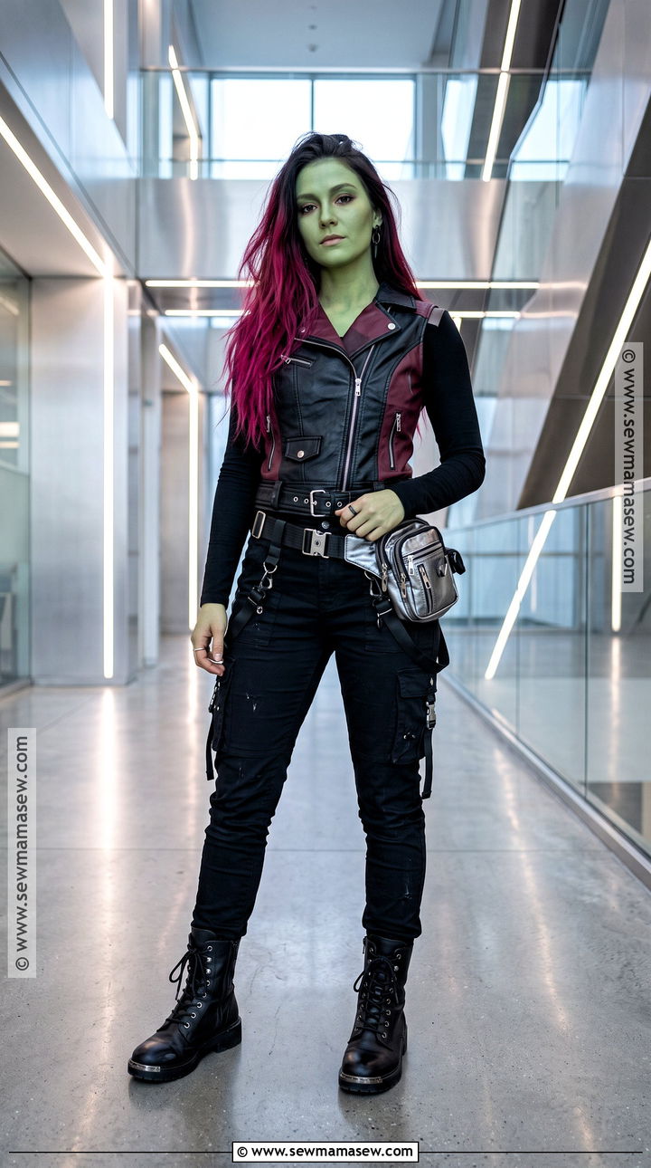 Gamora Costume With Black Leather Vest - 30 Superhero Halloween Costumes for Women