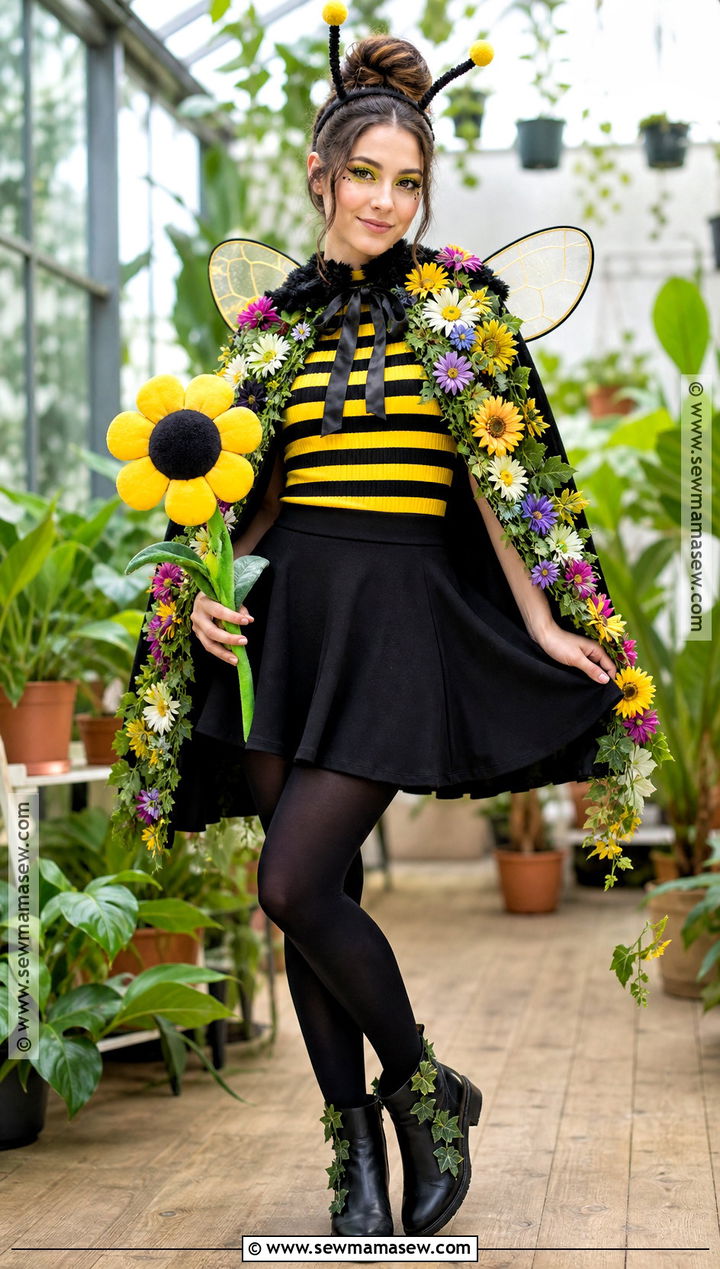 Garden Bumble Bee Costume With Flower Cape - 30 Bumble Bee Costume Ideas for Women
