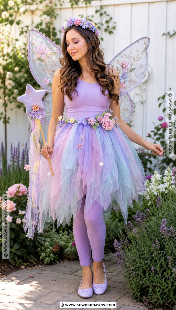 Garden Fairy Costume With Fabric Wings - 30 Easy Homemade Halloween Costumes