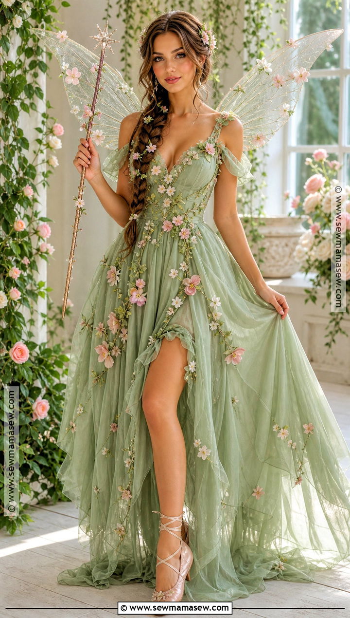 Garden Fairy Costume With Floral Dress - 35 pretty halloween costumes