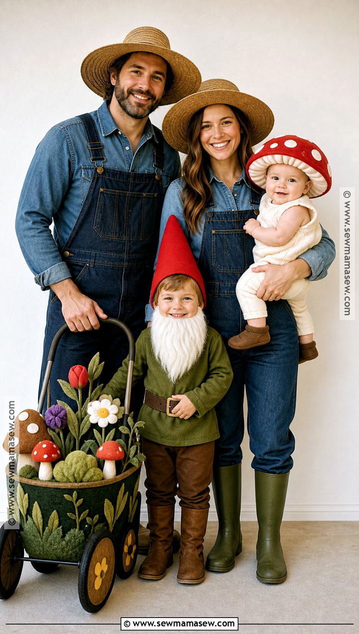 Garden Family Costume With Mushroom Baby - 30 Family Of 4 Halloween Costumes With for Babies