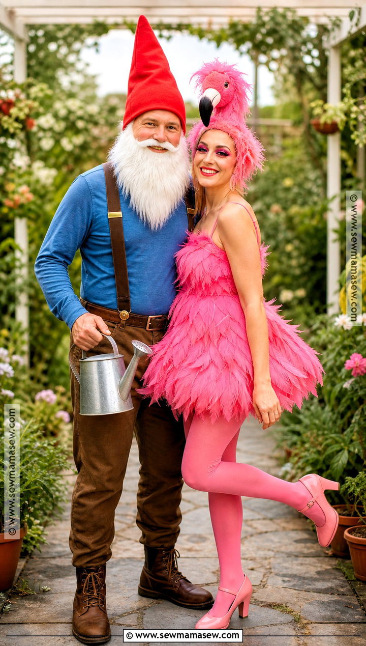 Garden Gnome And Lawn Flamingo Couple Costume - 30 couple costumes funny