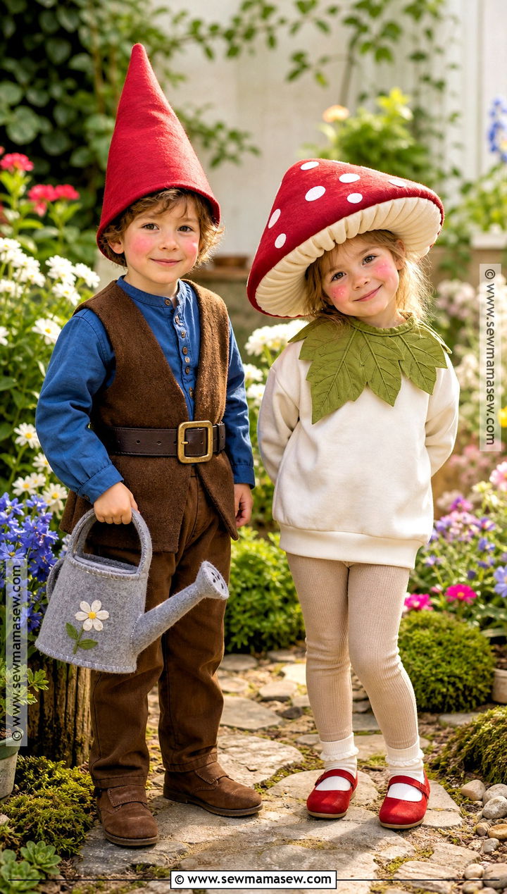 Garden Gnome And Mushroom Sibling Costume - 40 sibling halloween costumes