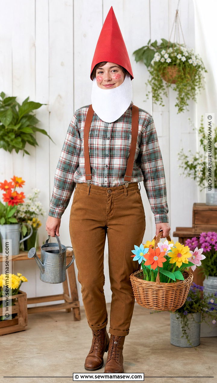 Garden Gnome Costume With Red Hat - 30 Low Budget Halloween Costumes