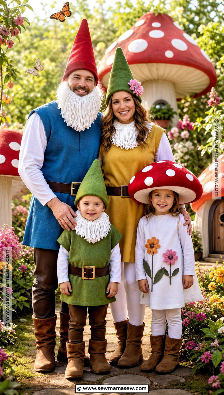 Garden Gnomes And Mushrooms Family Costume - 35 family halloween costume ideas