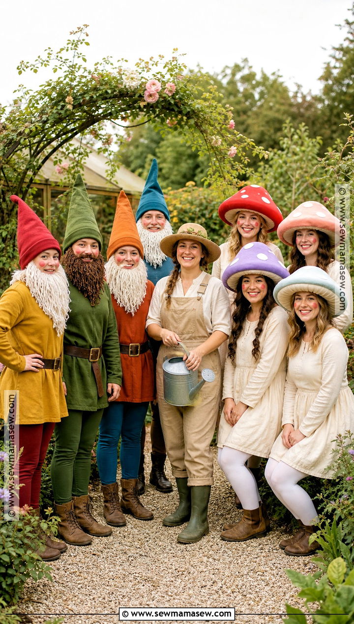 Garden Gnomes And Mushrooms Group Costume - 30 Group Dress Up Ideas