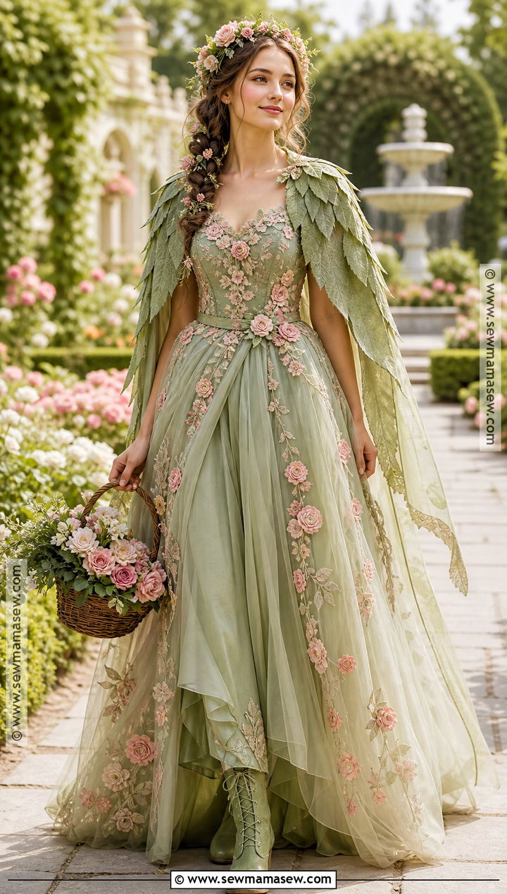 Garden Princess Costume With Floral Gown - 30 princess dress up ideas