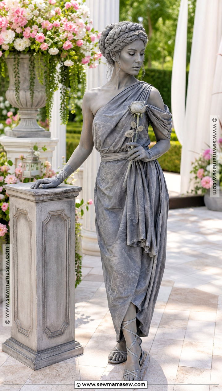 Garden Statue Costume With Draped Gray Dress - 40 aesthetic halloween costumes