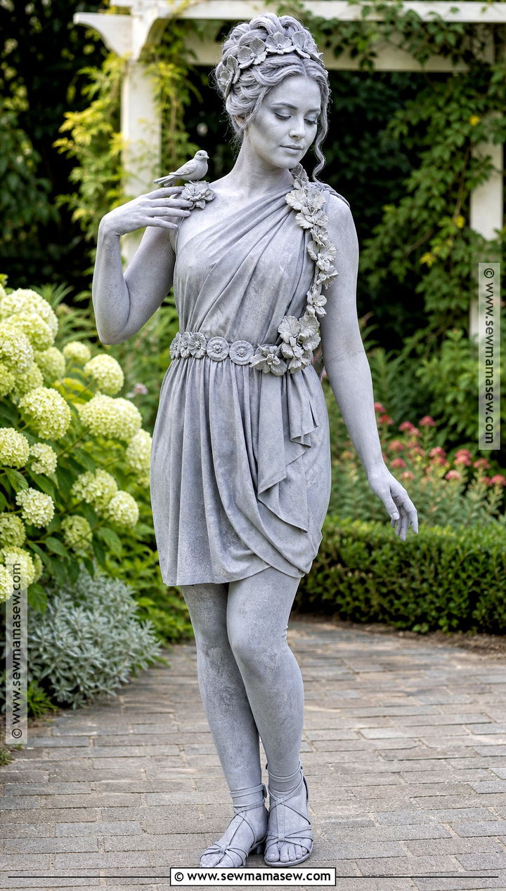 Garden Statue Costume With Draped Tunic - 30 costume party aesthetic ideas
