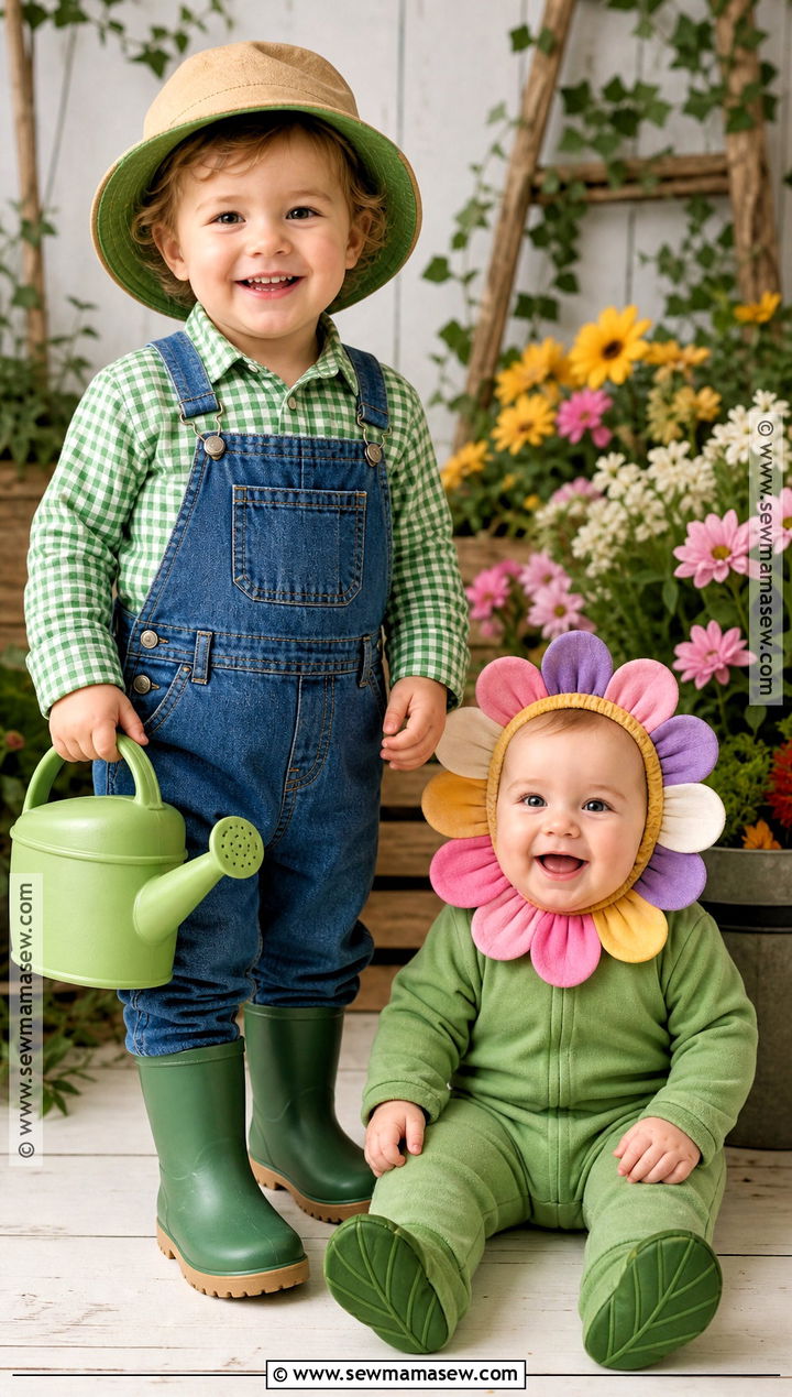 Gardener And Baby Flower Sister Costumes - 30 sister halloween costumes toddler for babies