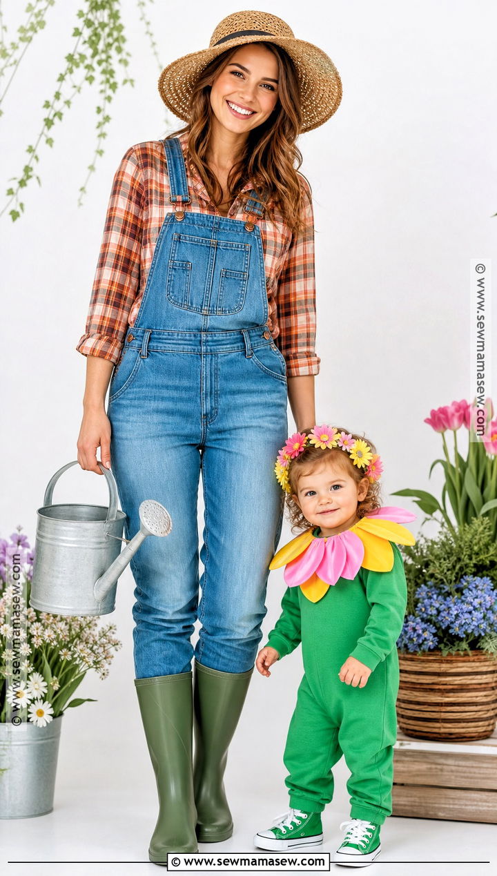 Gardener And Flower Costume - 30 Mom And Toddler Halloween Costumes