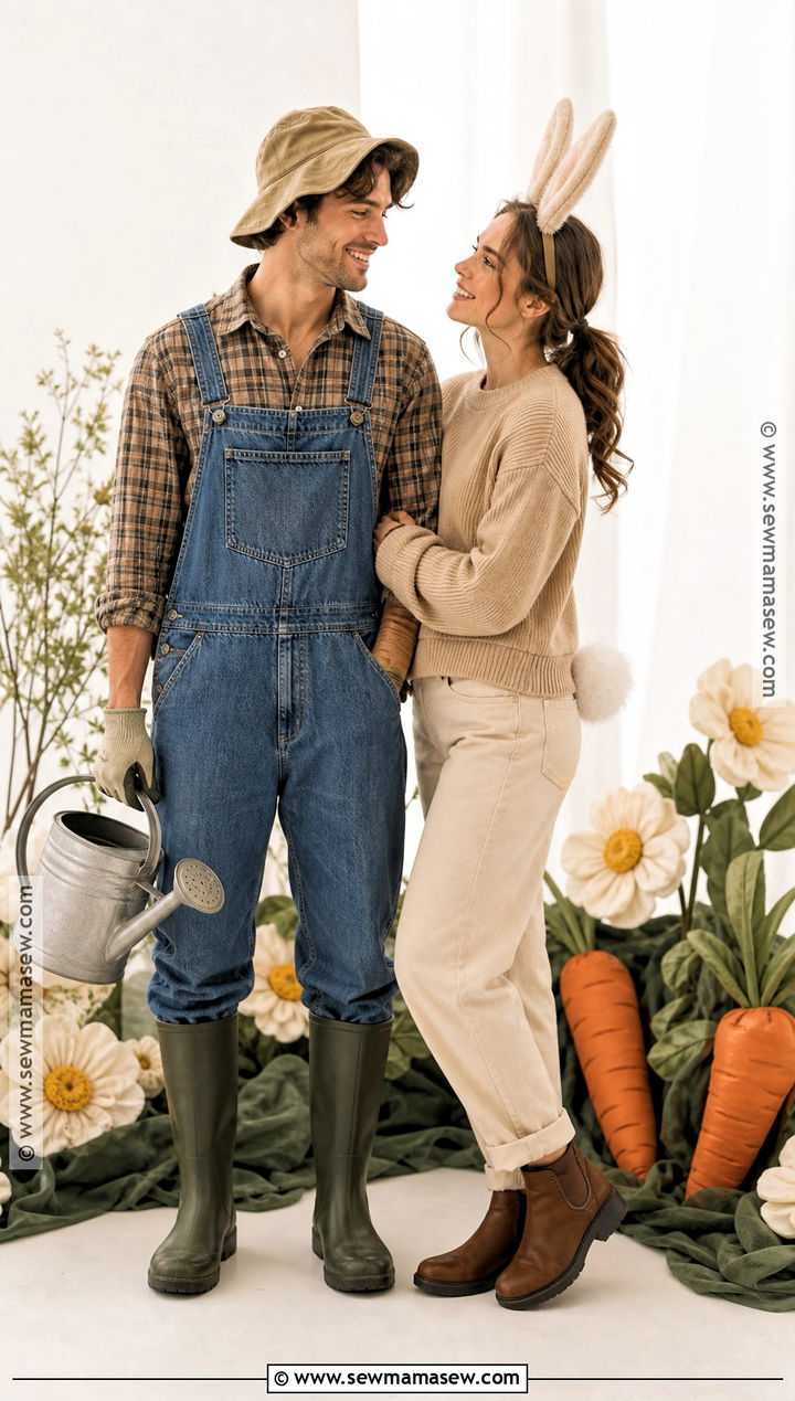 Gardener And Garden Bunny Couple Costume - 30 bunny couple costume ideas