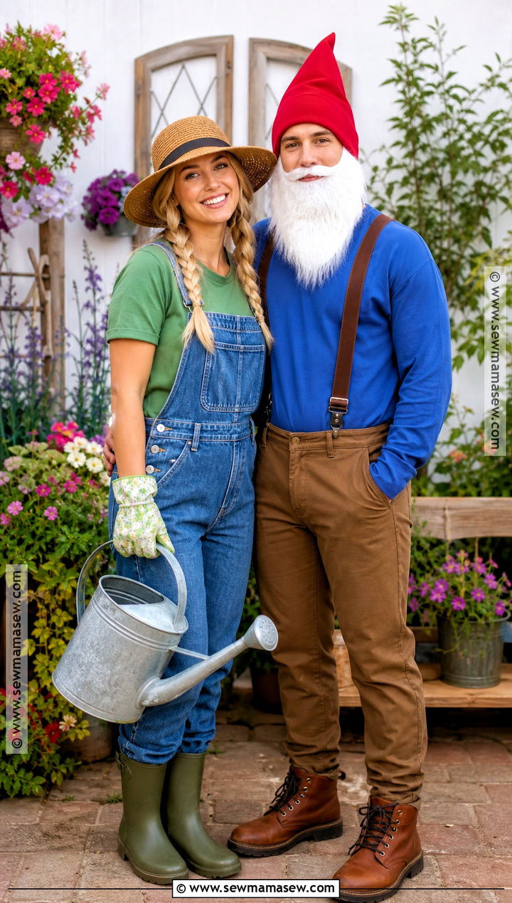 Gardener And Garden Gnome Couple Costume - 35 funny halloween costumes for couples
