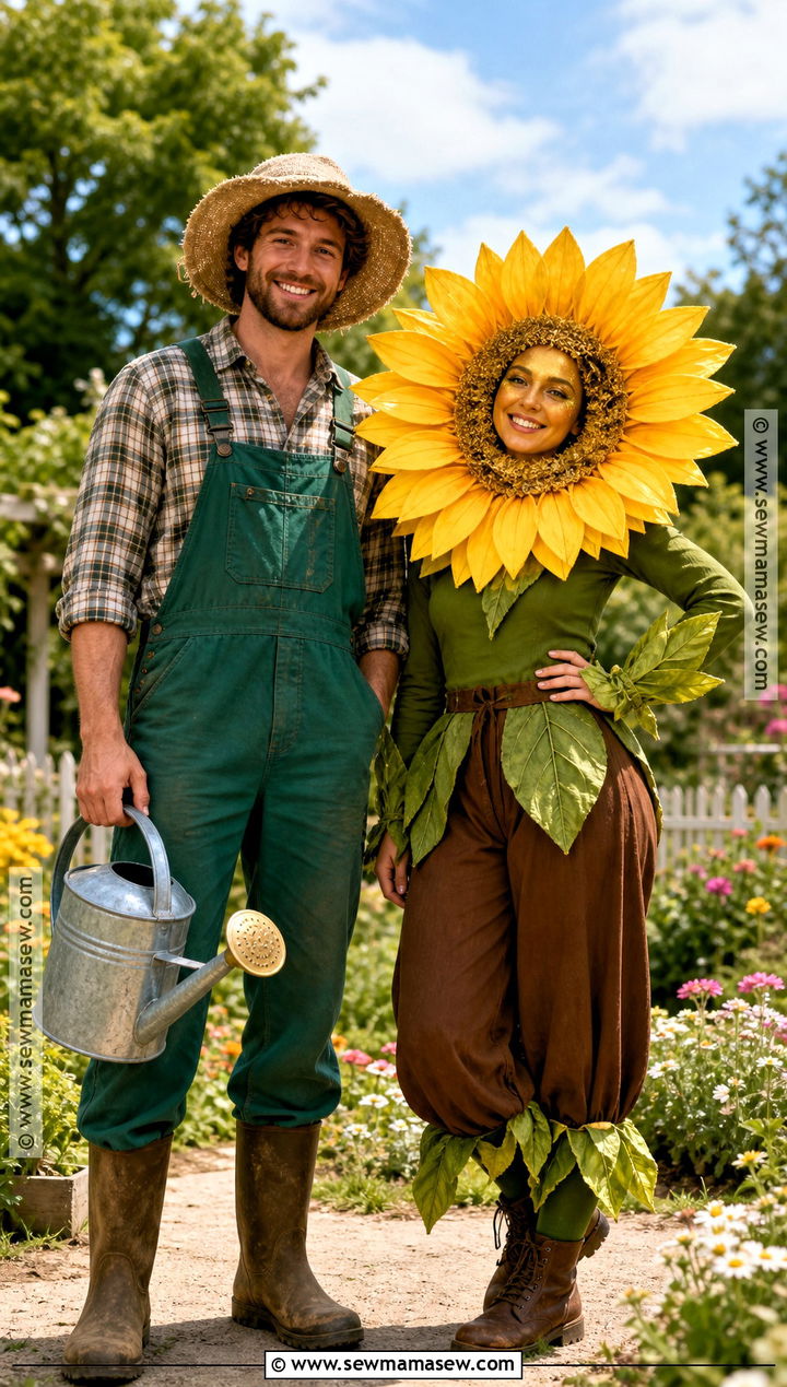 Gardener And Giant Sunflower Duo Costume - 40 duo halloween costumes unique