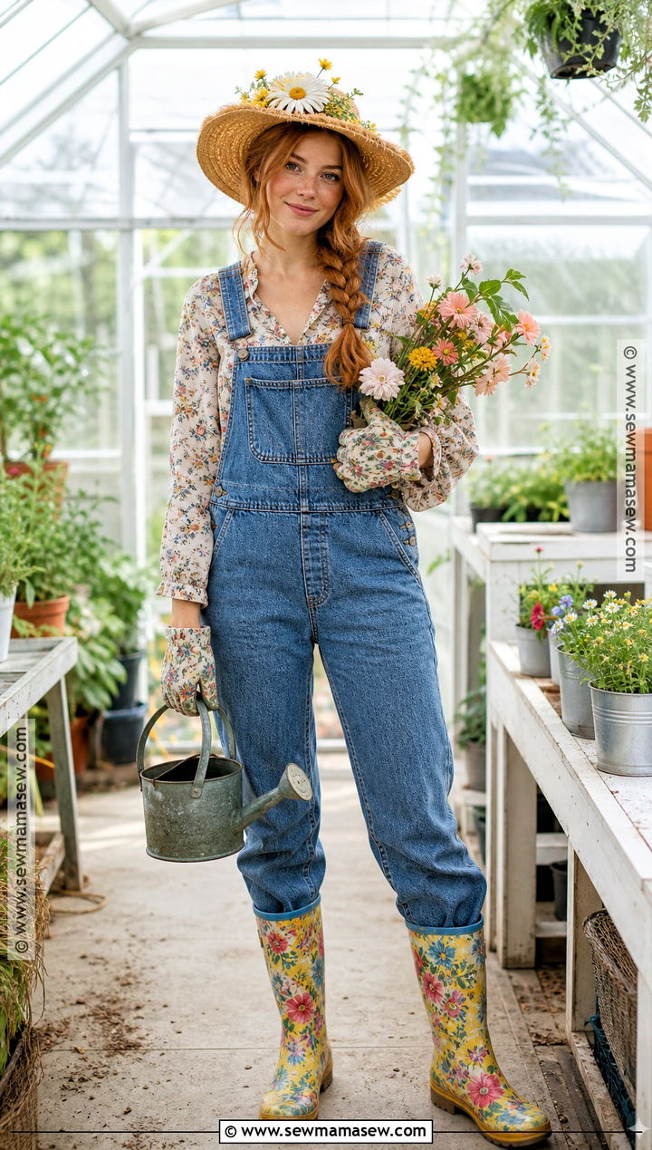 Gardener Costume With Floral Overalls - 50 cute halloween costumes