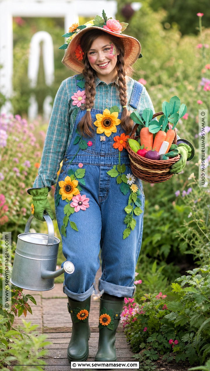 Gardener Costume With Flower Hat - 30 Easy Homemade Halloween Costumes
