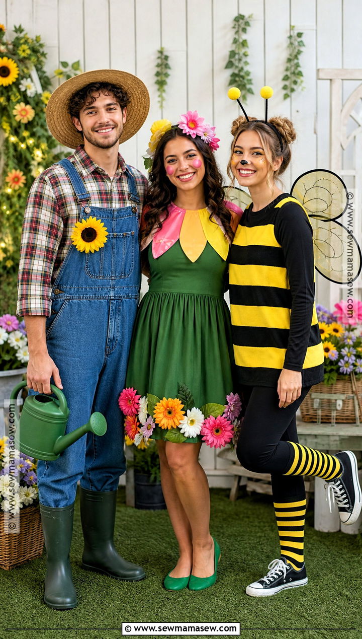 Gardener Flower And Bee Trio Costume - 40 3 people halloween costumes