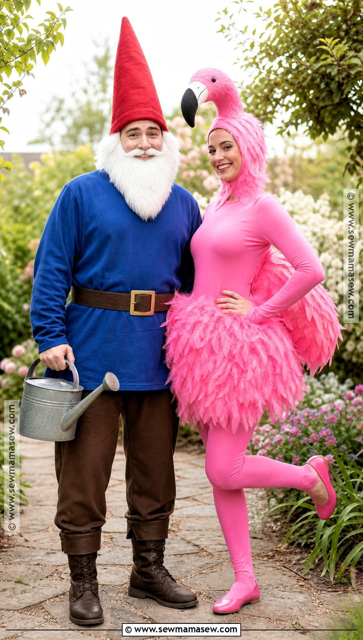 Gardener Gnome And Lawn Flamingo Couple Costume - 30 unique couple costumes