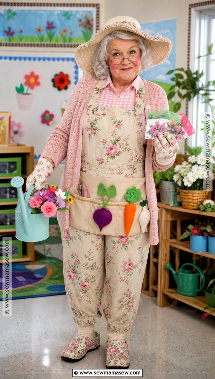 Gardening Centenarian Teacher Costume - 30 100th day of school dress up ideas for teachers