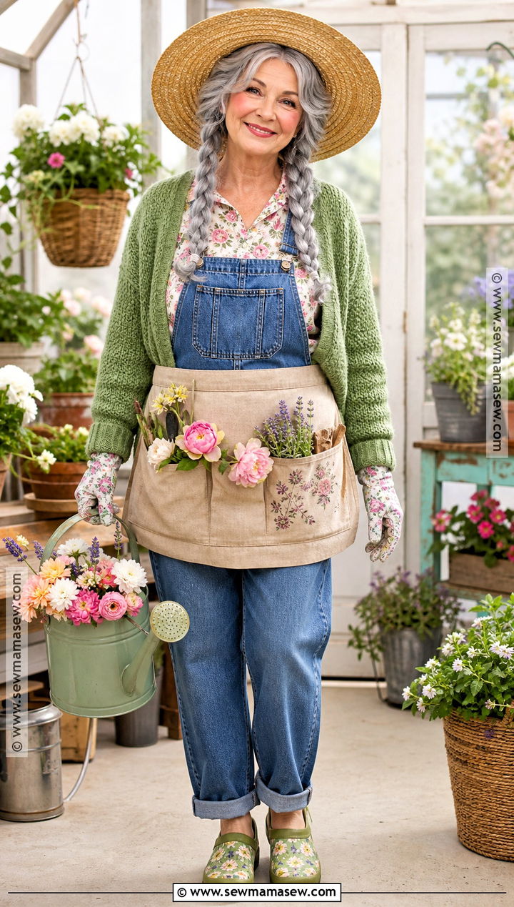 Gardening Granny Costume With Sun Hat - 30 granny dress up ideas