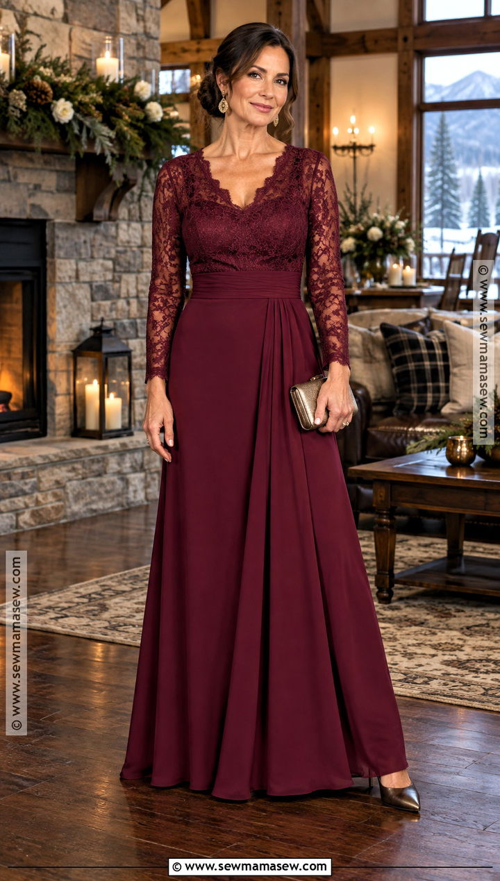 Garnet Long Sleeve Mother Of The Bride Dress - 20 mother of the bride dresses long fall