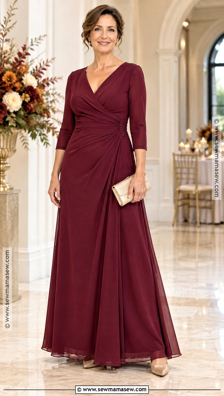 Garnet Three Quarter Sleeve Mother Of The Groom Dress - 20 mother of the groom dresses over 30 fall