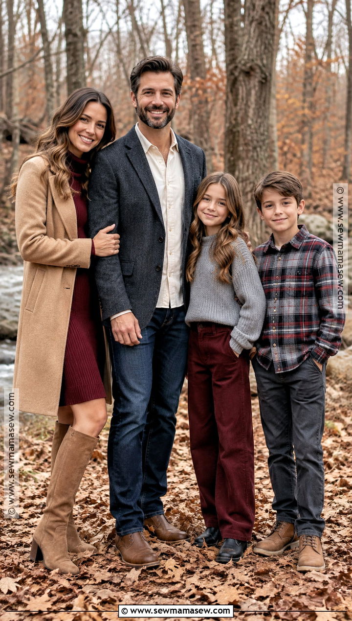 Garnet and Charcoal Family Photo Outfits - 15 fall family pictures outfits jewel tones