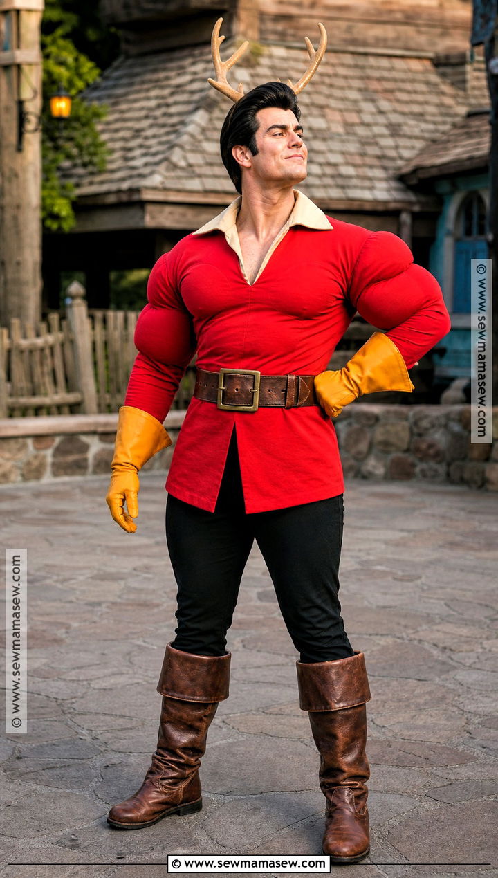 Gaston Red Tunic Costume - 40 Beauty And The Beast Costume Ideas