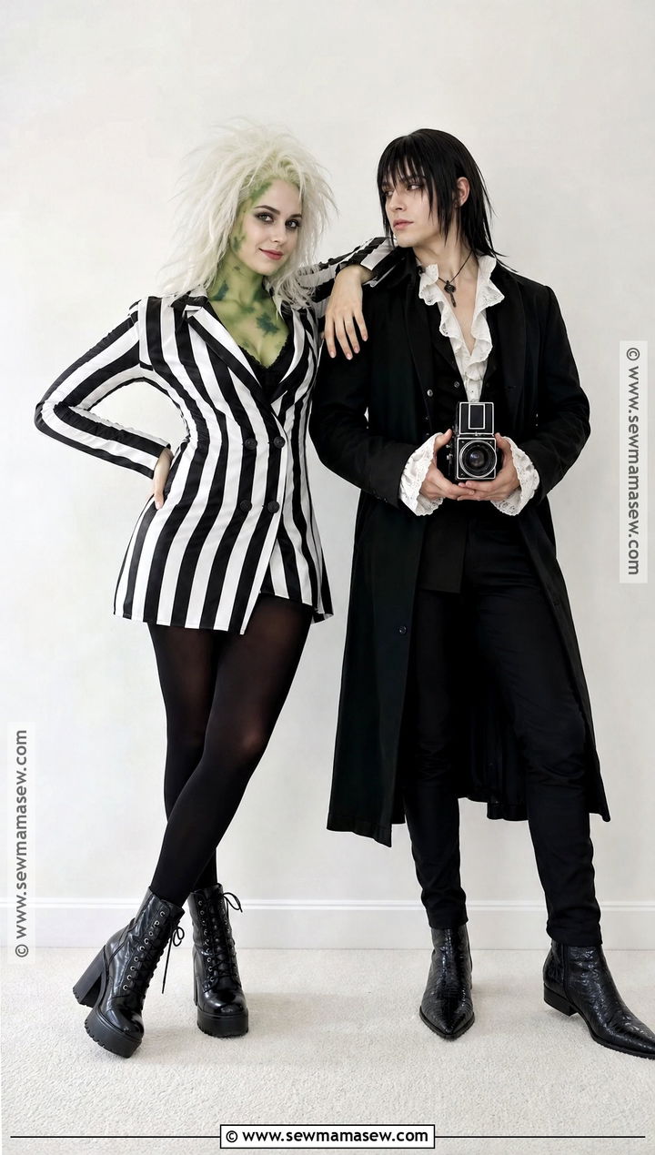 Gender Swapped Beetlejuice And Lydia Costume - 30 beetlejuice couple costume ideas