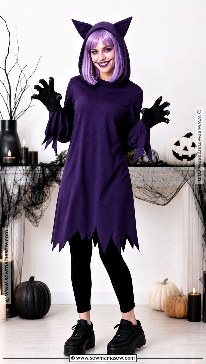 Gengar Costume With Purple Hoodie Dress - 30 Pokemon Costumes for Women
