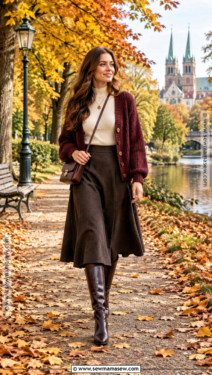 Germany Fall Cardigan And Midi Skirt Outfit - 15 Germany In Fall Outfits