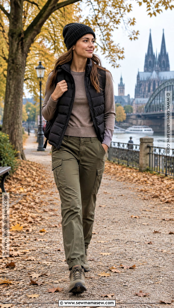 Germany October Puffer Vest And Cargo Pants Outfit - 15 Germany In October Outfits