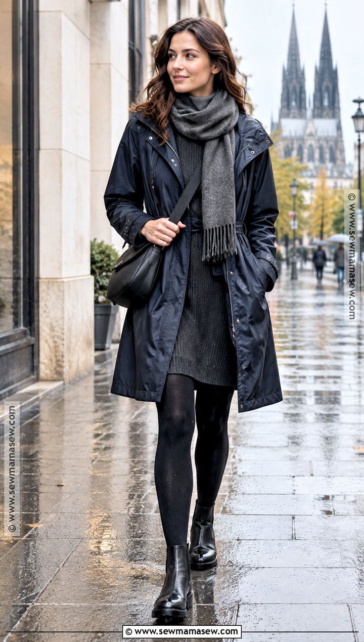 Germany October Raincoat And Sweater Dress Outfit - 15 Germany In October Outfits