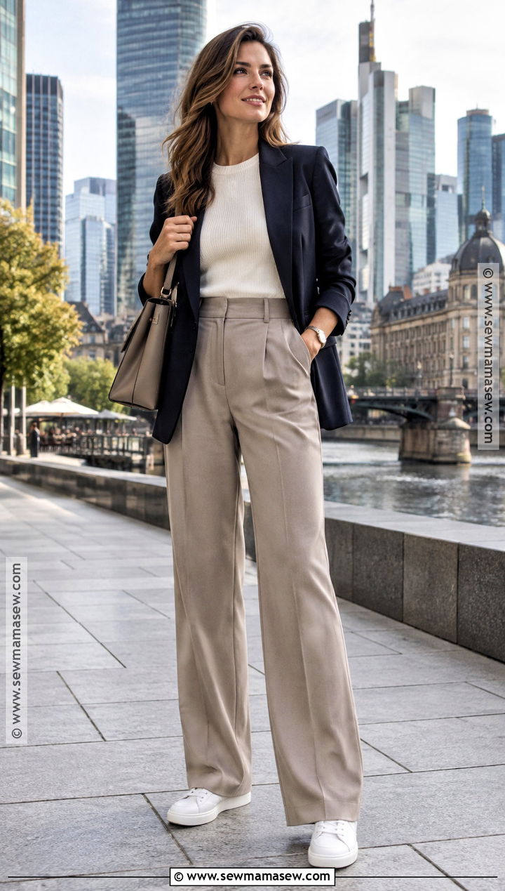 Germany September Blazer and Wide Leg Pants Outfit - 15 Germany September Outfit Ideas